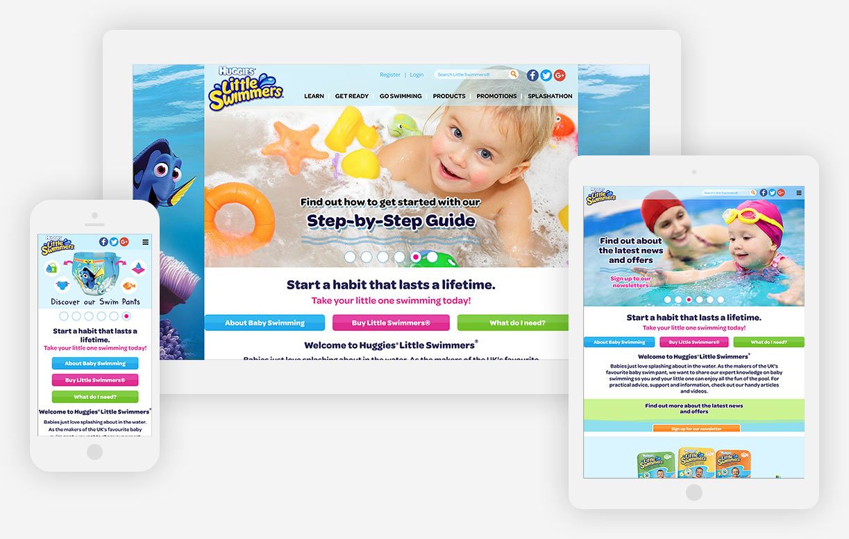Huggies Little Swimmers website all devices