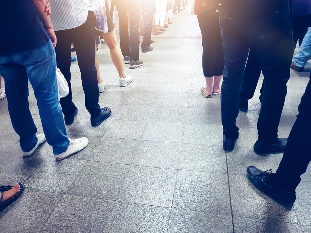 People queuing.