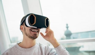 Man with VR headset on